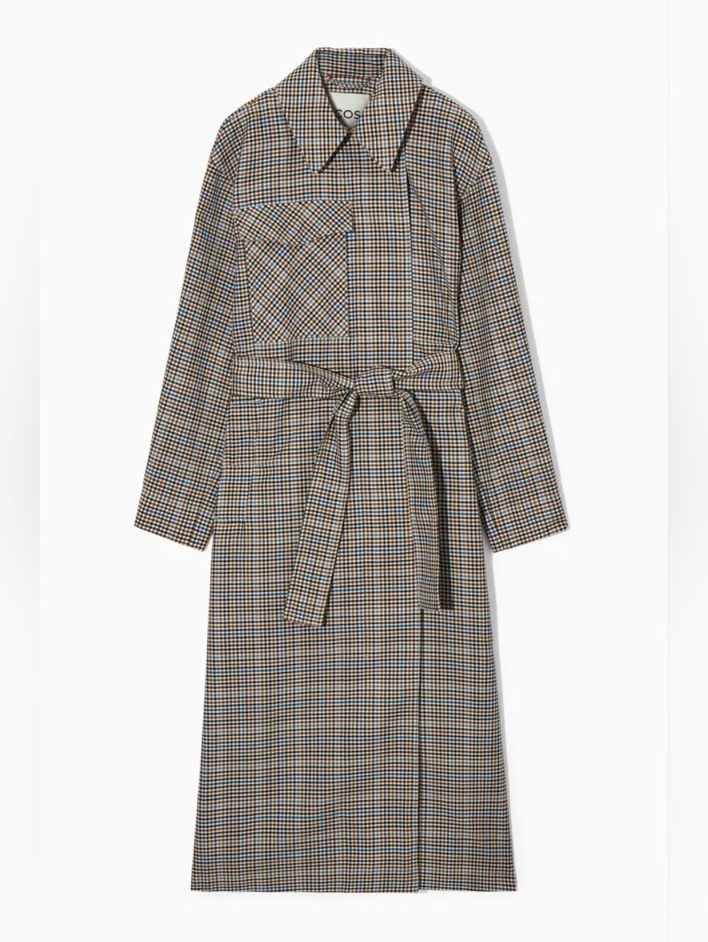 COS Checked Utility Trench Coat Size 4